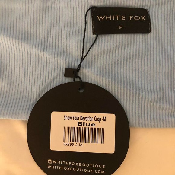 light/baby blue ribbed halterneck cropped tank top with an open twist back - Picture 4 of 4